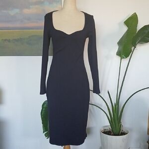 NWT Boden Navy Blue Long-Sleeve Sweetheart Knit Bodycon Midi Dress